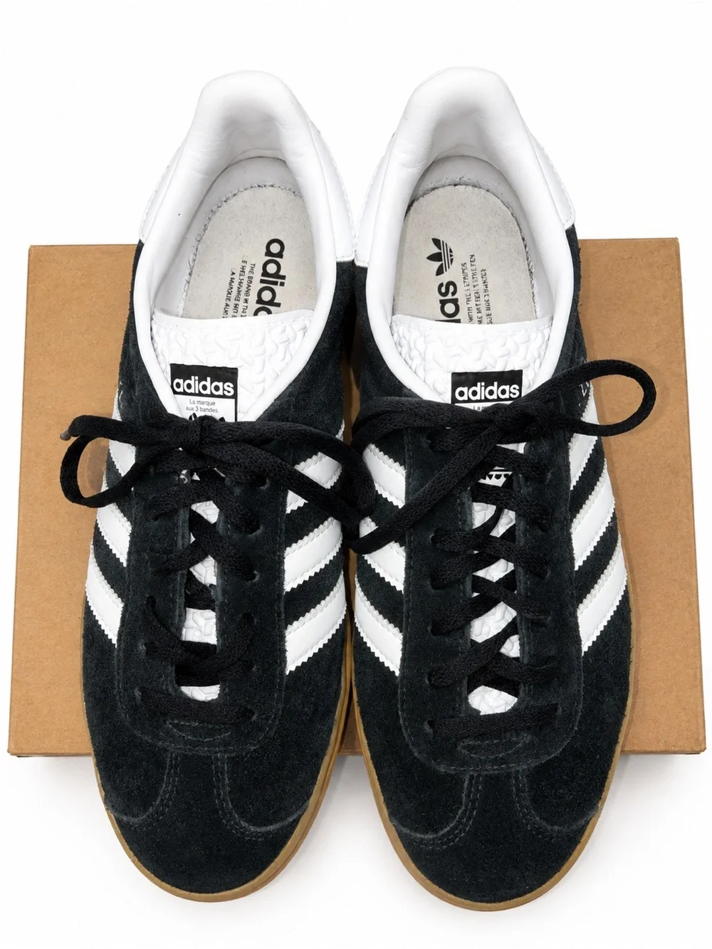 Adidas Gazelle Bold Men’s Size 9 Black White Gum Platform Suede Sneakers EUC